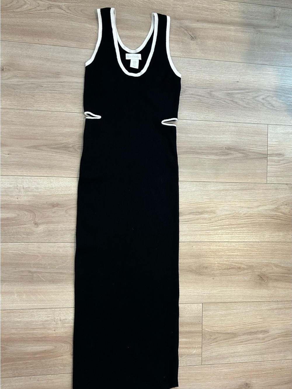 House of Harlow 1960 Black Maxi Dress with White Trim Accents